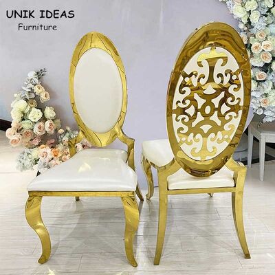 Harga bagus King Wedding Banquet Chairs High Back Decor Backrest Golden Leisure 52x55x112cm on line