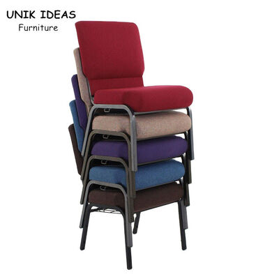 Harga bagus Church Wedding Steel Banquet Chair Stackable Burgundy Banquet Chairs on line