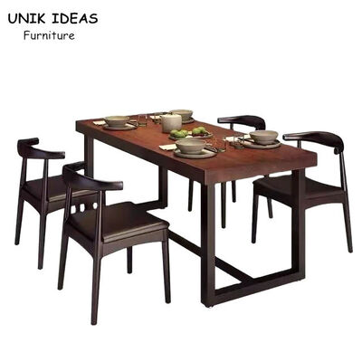 Harga yang bagus 180cm 120cm Wooden Dining Room Table And Chairs 4 Seater Hamburg Coffee Shop on line
