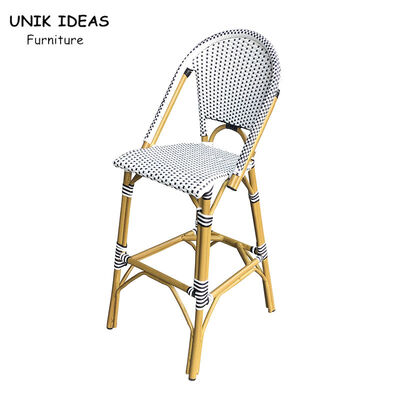 Harga yang bagus Cafe Bistro Bar Stool White Rattan Counter Height Chairs Outdoor Restaurant on line