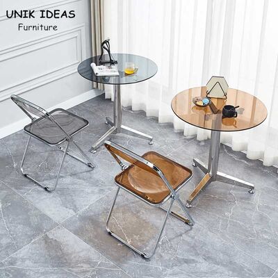 Harga yang bagus Pub Small Bistro Glass Table And Chairs Set 4 Seater Crystal Acrylic Folding on line