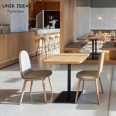 Harga yang bagus 75cm Square Solid Wood Dining Table And 4 Chairs Plywood Coffee Shop on line