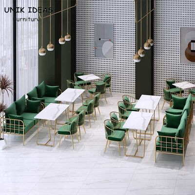 Harga yang bagus Breakfast Break Room Commercial Booth Seating Furniture Cafe Gold Stainless Steel on line