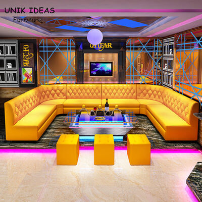 Harga bagus Large 3 Piece Leather U Shaped Sectional Couch For Small Space KTV Privacy Cafeteria on line