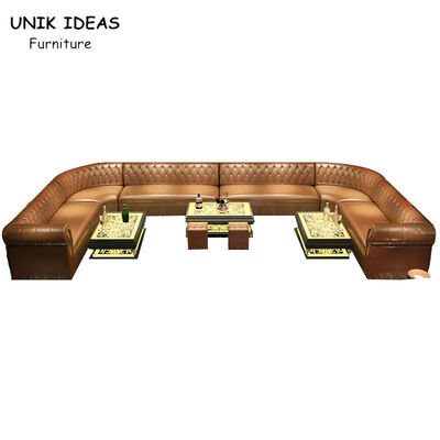Harga bagus 3m Wide 12 Seater Custom U Shaped Club Lounge Sofa With Chaise Strip on line