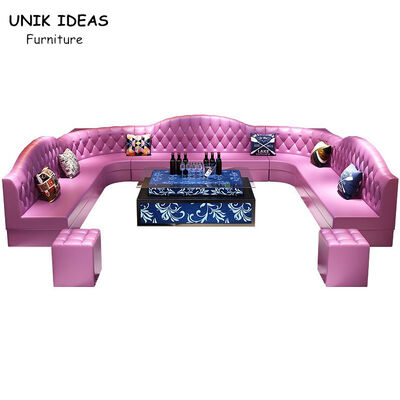 Harga bagus Button Tufted Club Lounge Sofa Leather Chesterfield U Shaped Sectional With Sleeper on line