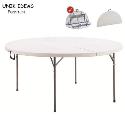 Harga yang bagus Six Foot 8 Foot Folding White Round Plastic Banquet Table For 10 Seater Outdoor on line