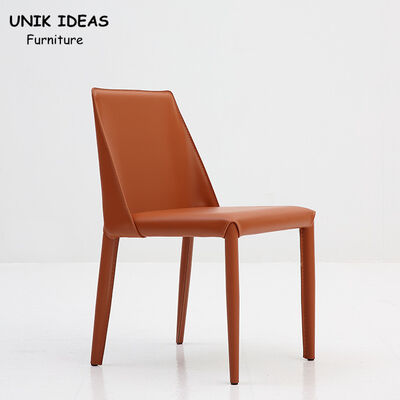 Harga yang bagus Modern Grey Leather Metal Frame Dining Chairs 17 Inch 43.18CM Seat Height Home on line