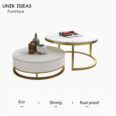 Harga bagus 80x80cm Round Luxury Center Tables Design Metal Black Combination on line