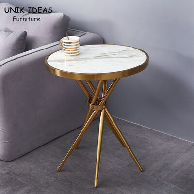 Harga bagus Modern Round Marble Centre Table Steel Small Side For Bedroom 50x50x60cm on line