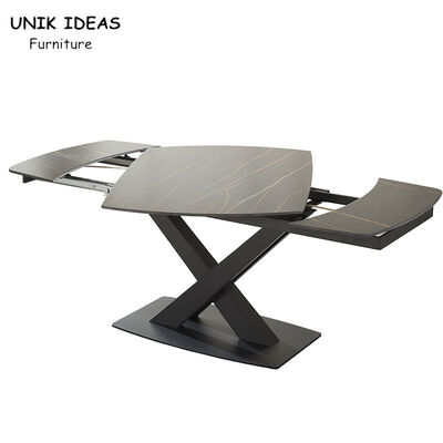 Harga yang bagus Marble Extendable Dining Table And Chairs Set Modern Nordic Black Adjusted 200cm on line