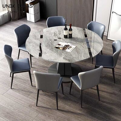 Harga yang bagus Luxury Extendable Dining Table And Chairs 7 Piece Italian Rock Slab Folding 120cm on line