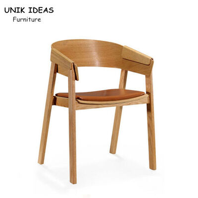 Harga yang bagus 76cm Nature Wood Dining Chair Coffee Lounge Armrest 8.5kg on line