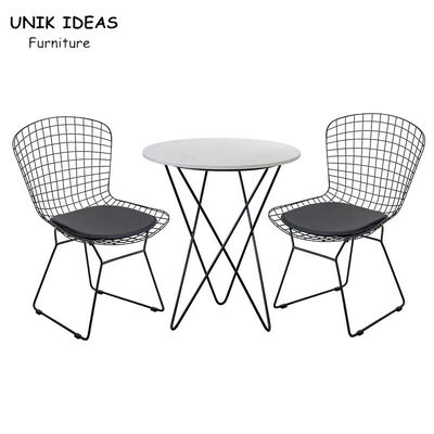 Harga yang bagus Wire Metal Frame Dining Chairs And Table With Leather Cushion Black UK-LM006 on line