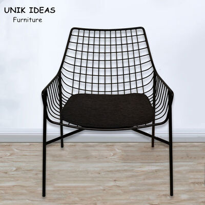 Harga yang bagus Event Black Metal Wedding Chairs Iron Dining Chairs With Cushion Cafe Bar on line