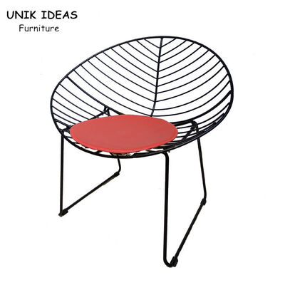 Harga bagus Metal Wire Chair Cafe French Metal Moon Chair Outdoor Furniture 55x52x81cm on line