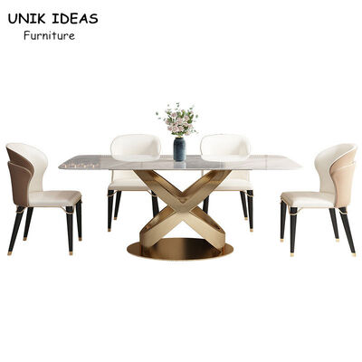 Harga yang bagus Slate Rectangular Luxury Dining Table And Chairs 40mm Thickness Home Furniture on line