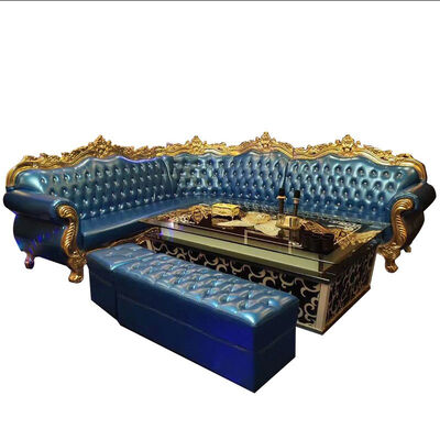 Harga bagus Customized Blue Paint Bar Sofa Set Metal Velvet Sponge Material on line