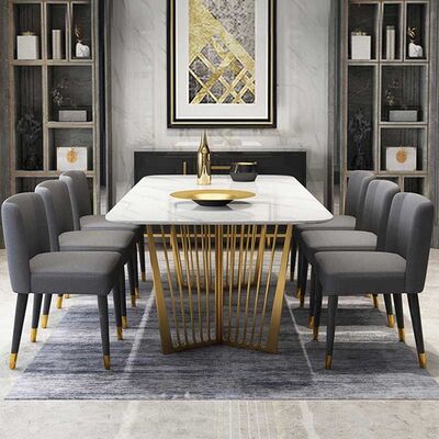 Harga yang bagus Stainless Steel Marble Dining Table And Chairs Rectangular Shape Non Porous on line