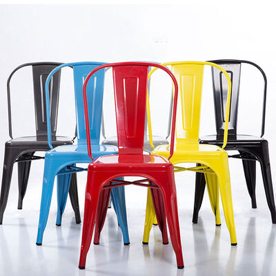 Harga bagus Colourful Restaurant Metal Frame Dining Chairs Vintage Lightweight 43cmx44cmx85cm on line