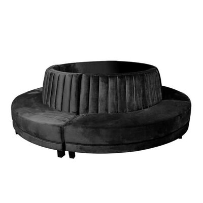Harga bagus Hotel Lobby Club Lounge Sofa Black Curved Circular Velvet Fabric on line