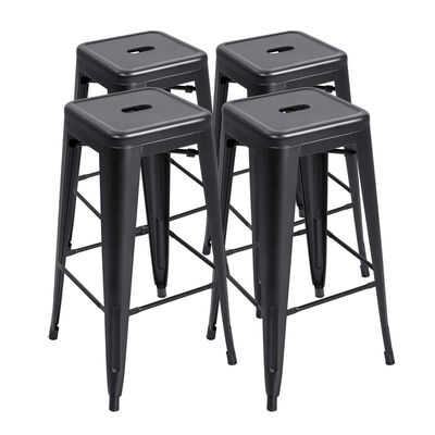 Harga yang bagus Iron High Foot Bar Chair Industrial Stackable Bar Stool Black Seater on line