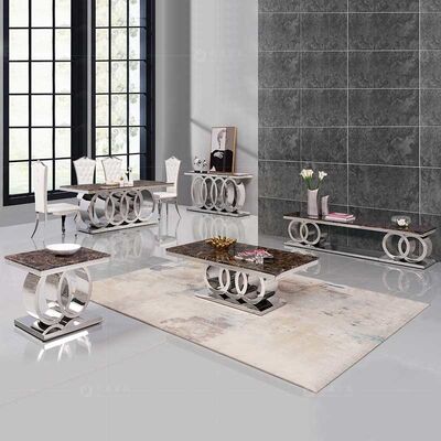 Harga bagus Modern Living Room Stainless Steel Coffee Table 20mm Marble Dining Table on line
