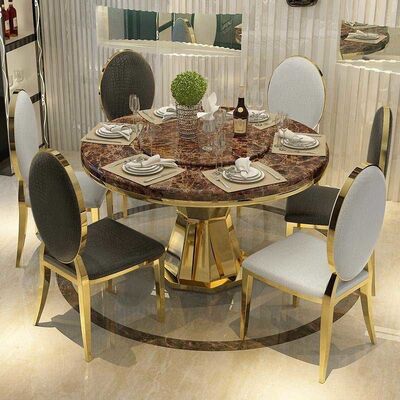 Harga yang bagus Home Luxury Dining Table And Chairs 1.5 Meter Diameter Round Dining Table on line
