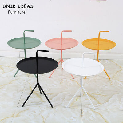 Harga bagus Metal Iron Round Coffee Table With Handle 49*66cm Tripod Structure Seamless Welding on line