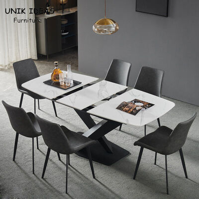 Harga yang bagus White Luxury Dining Table And Chairs 150cm 140cm 130CM 160cm 6 Seats Extended on line